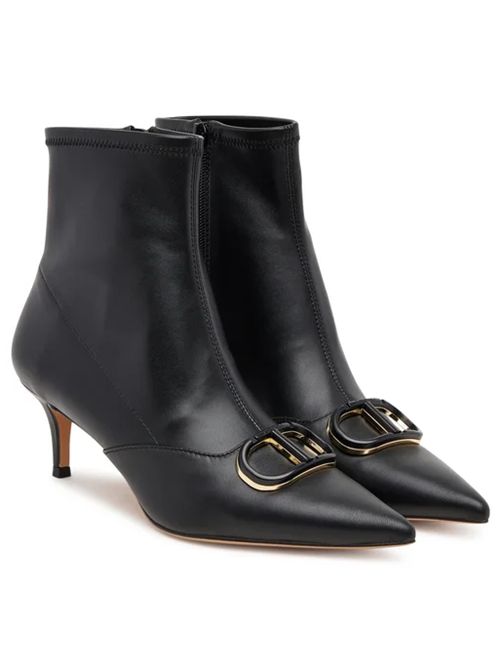 LEATHER EFFECT ANKLE BOOTS TWIN SET | 252TCP03400006 NERO